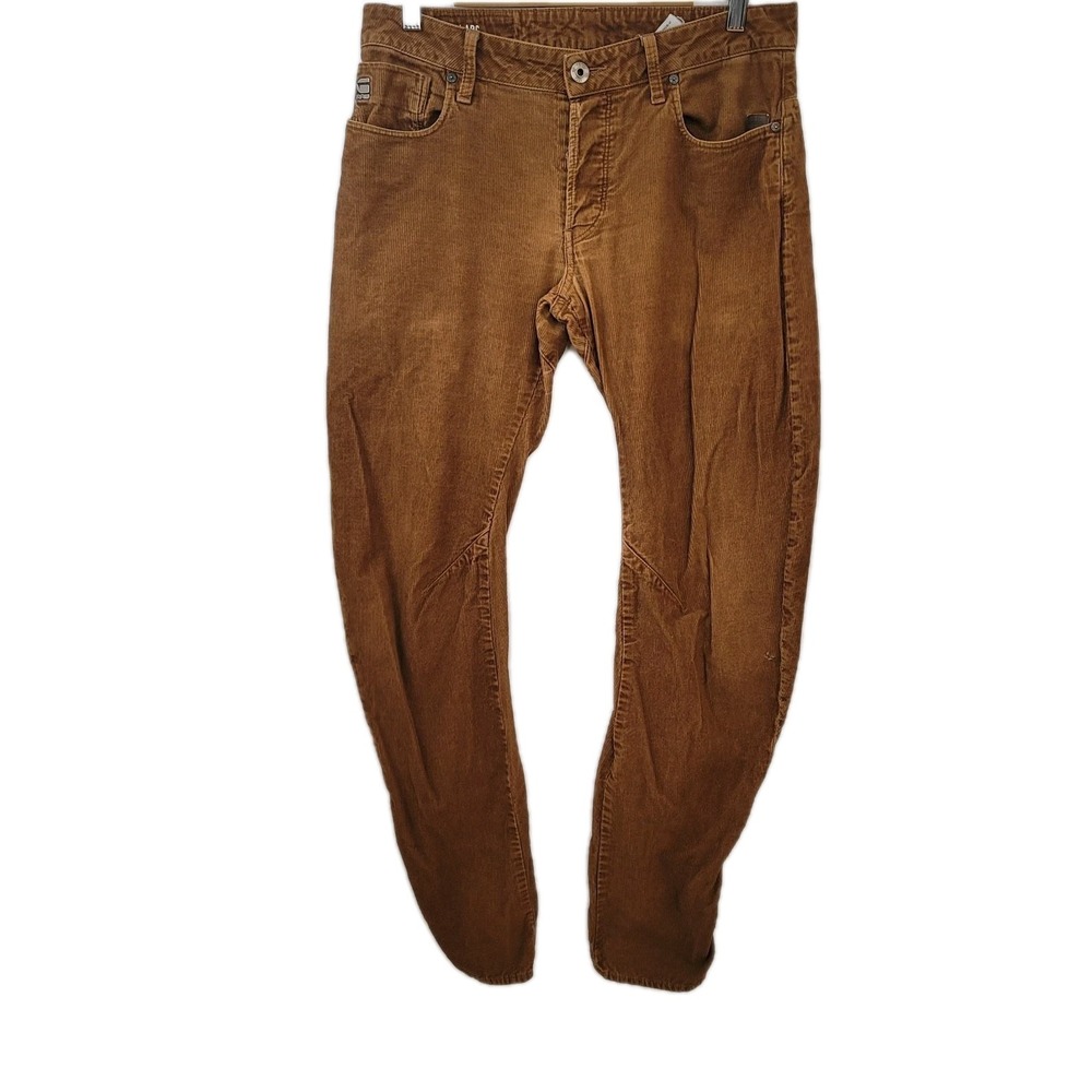 G Star Raw Pants Mens 30x32 Brown Rust Corduroy Arc 3D Slim‎ Tapered Jean Bowleg